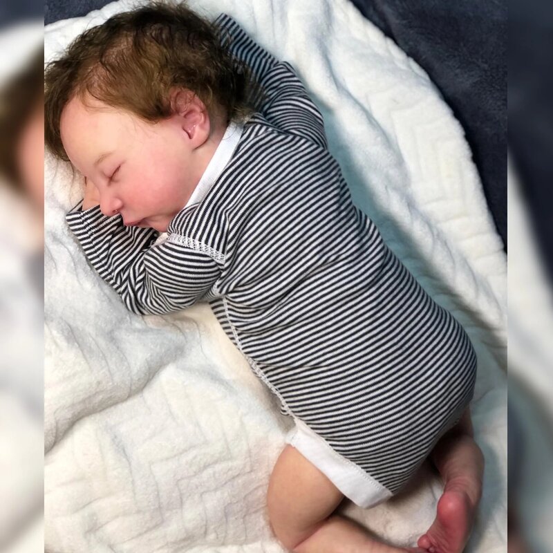 19 "Levi Bebe Reborn Buatan Tangan Seni Rupa Nyata Boneka Bayi Baru Lahir Tidur 3D Kulit Dicat dengan Vena Terlihat
