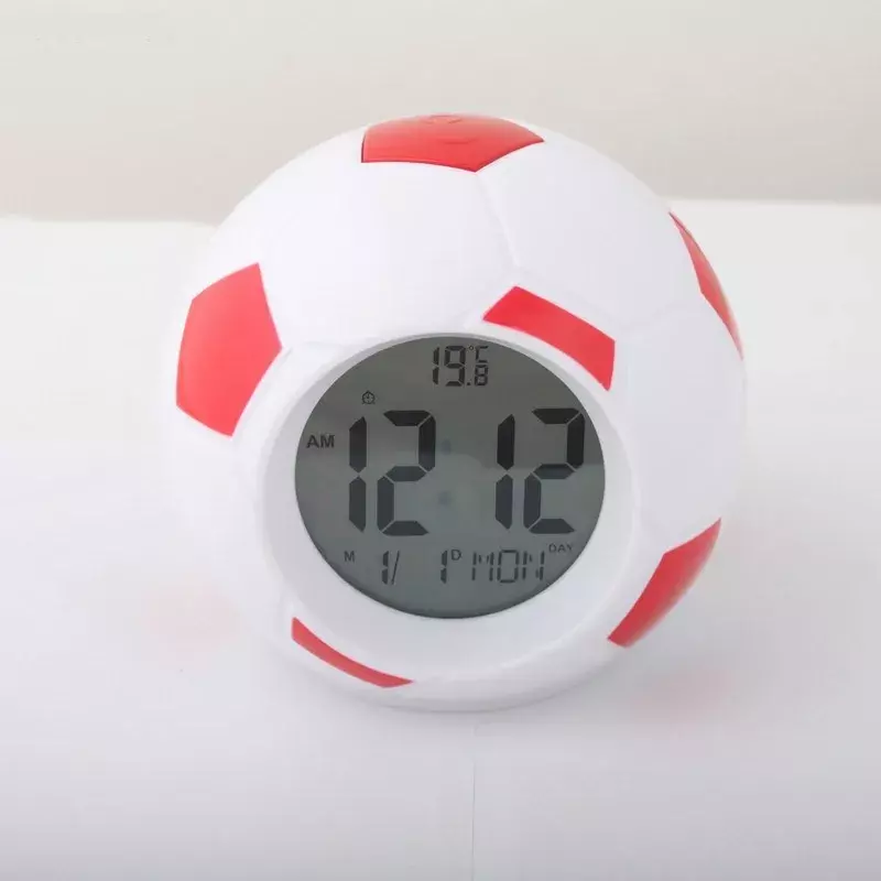 Veilleuse LED avec horloge de football, lampes de table arrière numériques, alarme de football de bureau pour décoration d'éclairage de chambre à coucher
