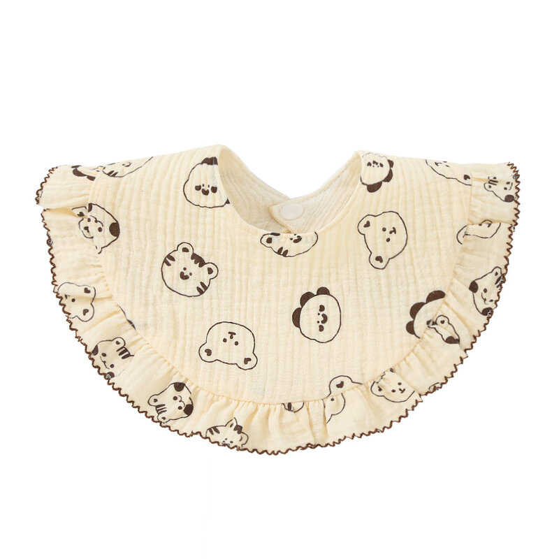 Bavoir en coton doux et ajustable pour nouveau-né, vêtement pour bébé fille et garçon, bavoir en dentelle, serviette de salive