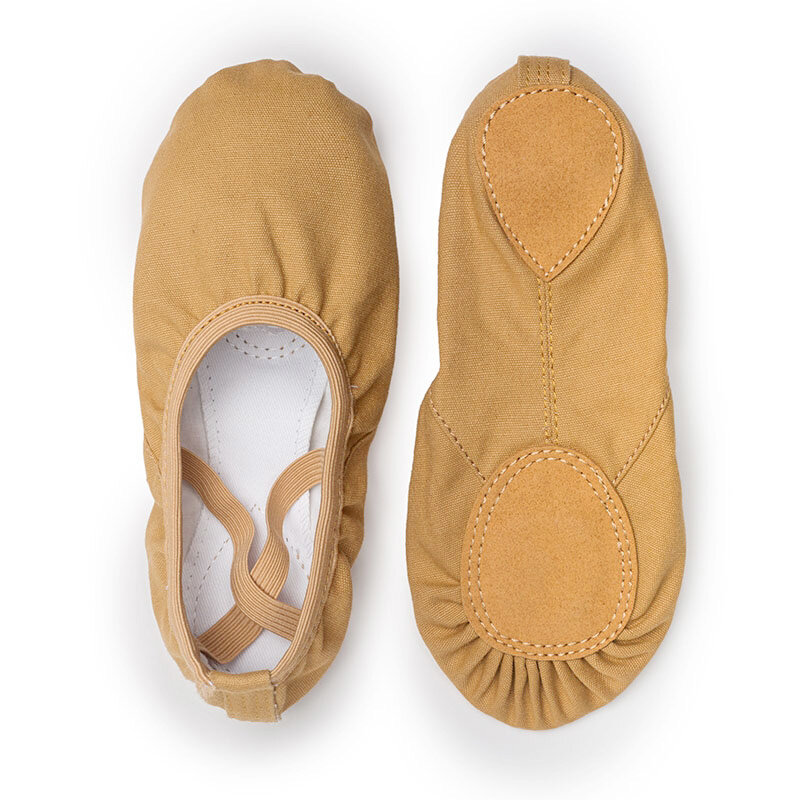 USHINE Sepatu Balet Anak Perempuan ผ้าใบบัลเล่ต์รองเท้าแตะสำหรับเด็กผู้หญิงเด็กเด็กการปฏิบัติคลาสสิกแยก-ผู้ใหญ่แต่เพียงผู้เดียวแบนเต้นรำ