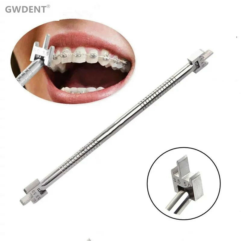 Localizzatore di staffe dentali in acciaio inossidabile a doppia scala staffe ortodontiche posizionatore strumenti dimensioni 4.0-4.5 e 5.0-3.5