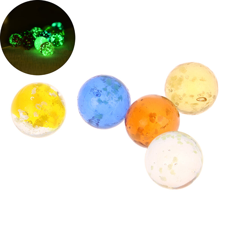 HOT 5Pcs 1.6MM sfera di vetro luminosa marmi di vetro marmi colorati assortiti Glow In The Dark flipper per bambini giochi di marmo