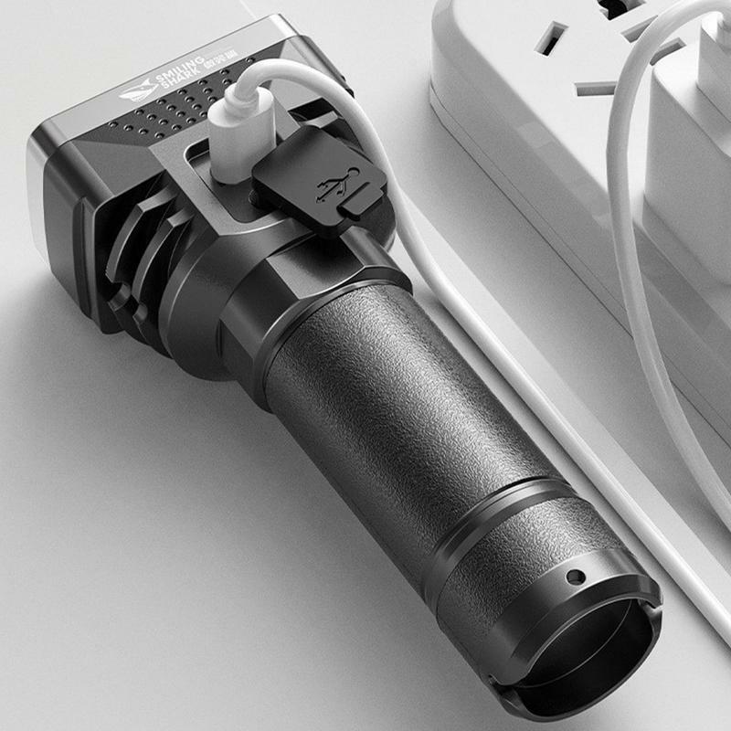 Mini portátil USB lanterna recarregável, multi-função Zoom tochas, impermeável Camping luz, brilhante