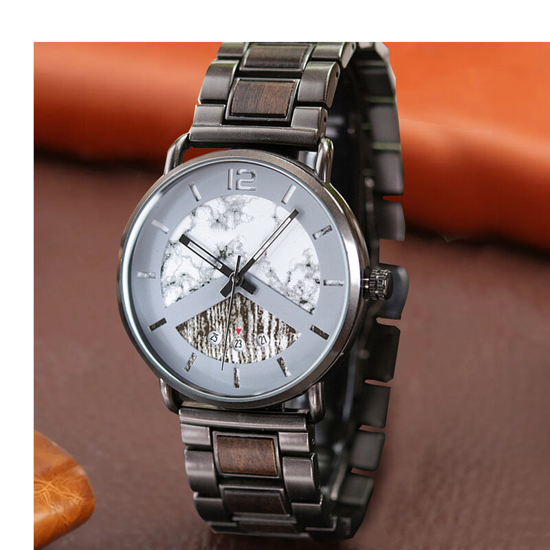 Couple Wooden Fashion Casual Analog Quartz Watch, Personalized Valentine's Day Gift Scratch Resistant Glass and Adjustable Strap