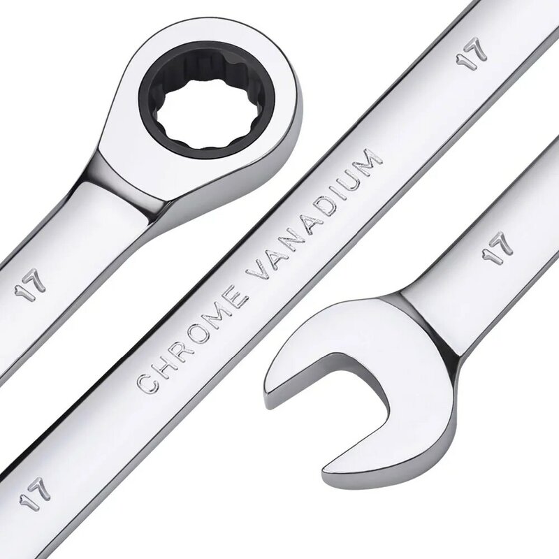 Kit de clés à cliquet à extrémité combinée, outils manuels en acier au Chrome Vanadium, clé à douille