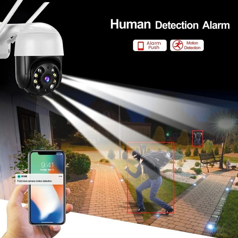 4K 8MP PTZ Wifi IP Camera Outdoor 4X Digital Zoom AI Human Detect Wireless Camera H.265 P2P Audio 1080P 5MP Security CCTV Camera