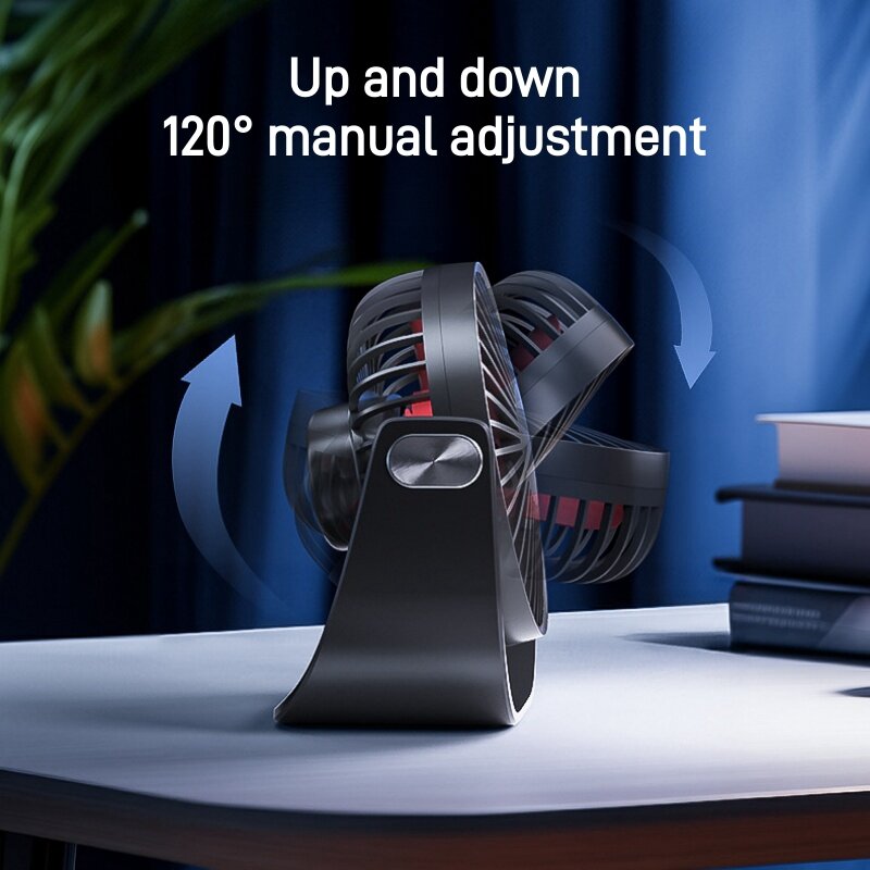 Mini ventola portatile ventola da tavolo USB forte flusso d'aria 3 velocità vento ventola di raffreddamento a circolazione d'aria girevole a 120 ° per ufficio casa camera da letto