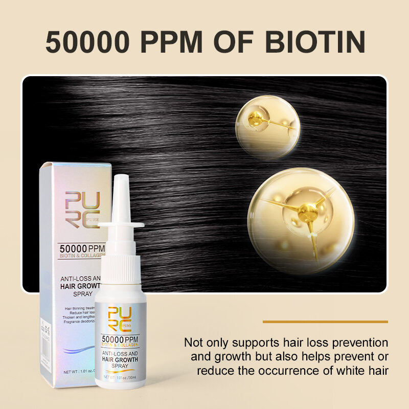 Продукты для роста волос PURC Biotin для мужчин и женщин лечение выпадения волос быстро расти спрей для роста волос утолщенное масло уход за волосами