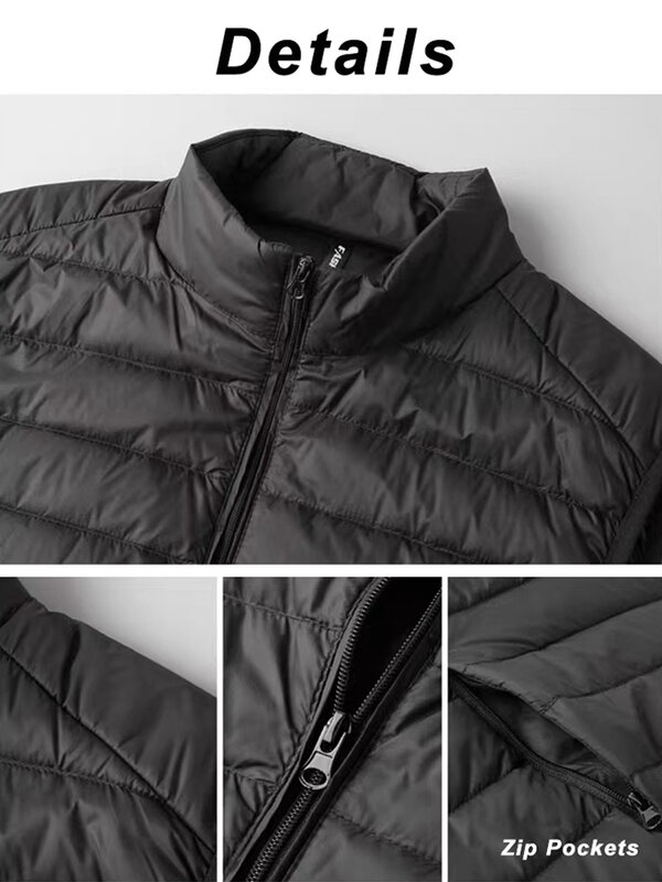 Chaleco acolchado de plumón de pato para hombre, chaqueta ligera sin mangas, abrigo cálido, talla grande 8XL, 2023