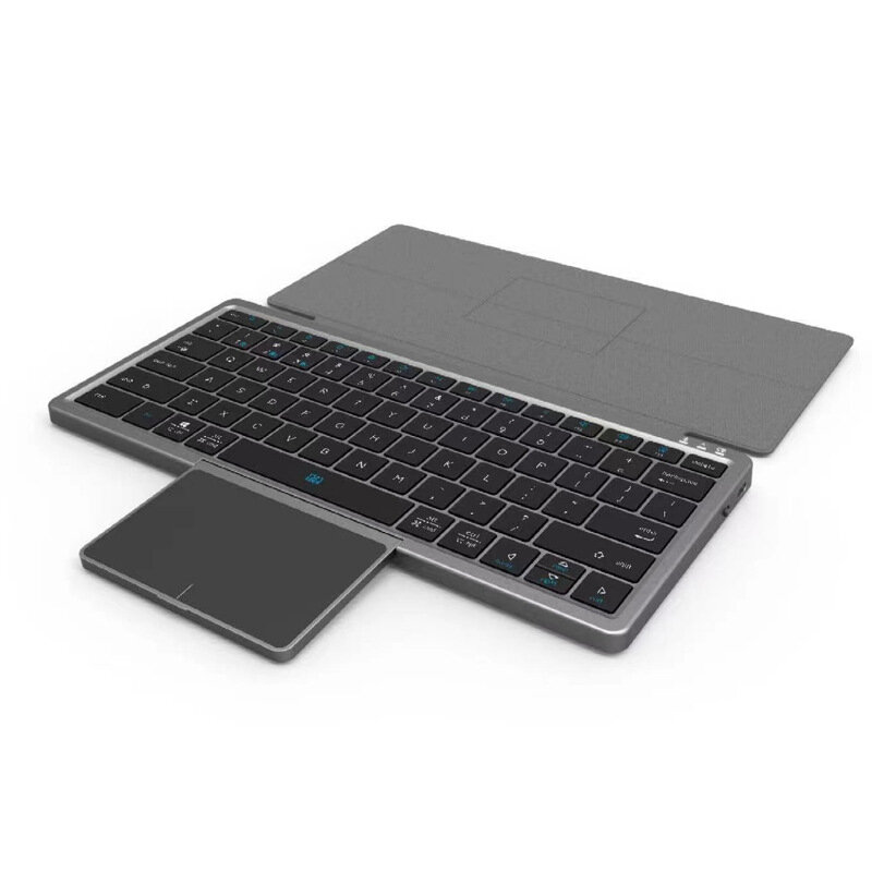 Novo portátil sem fio bluetooth teclado universal para tablet telefone computador com suporte de couro do plutônio escondido touchpad 78 teclas