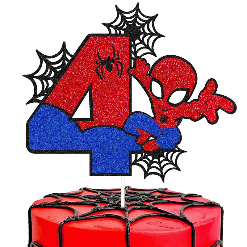 Birthday Party 4-8 Digital Spider Man Theme Cake Toppers Banner Flag Decorations Birthday Events Party Picks Supplies 1pcs/lot