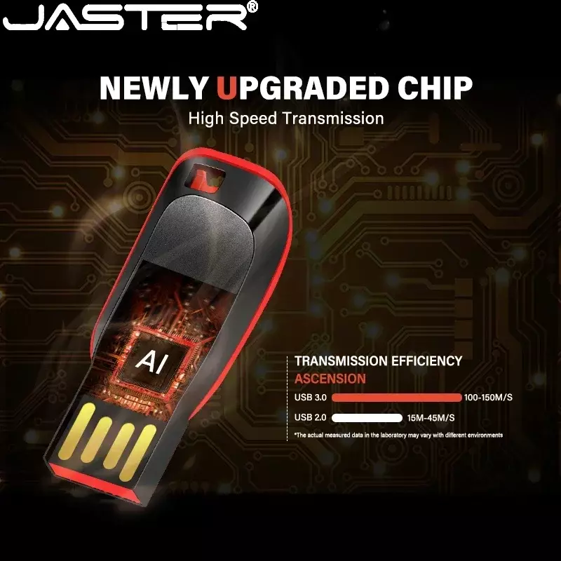 JASTER-Plástico USB 2.0 Flash Drives, Memory Stick Preto, Logotipo Personalizado Grátis, Presentes Criativos, Disco U, 8GB, 4GB, 64GB, 32GB, 16GB