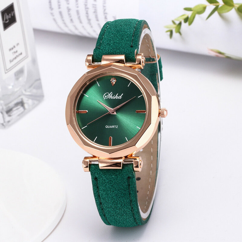 Women Pu Leather Watches Casual Fashion Classic Temperament Quartz Wristwatches With Crystal Decor Daily Date All-Match Watch