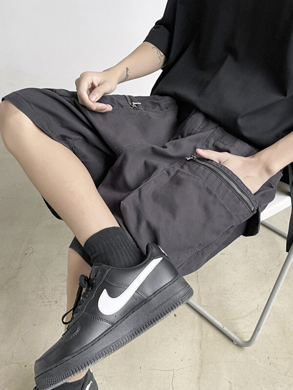 Męskie szorty bojówki jednolity kolor z wieloma kieszeniami krótkie spodenki letni elastyczny pas ładunek krótkie spodnie Casual Men E178