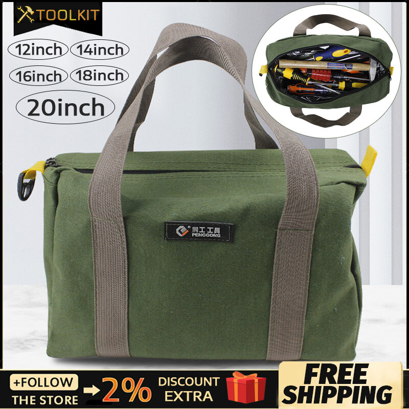 Durable Thick Canvas Pouch Tool Bag, Oxford Canvas Carry Bag, Alicate portátil, Metal Tools Kit, Peças Hardware Organizer