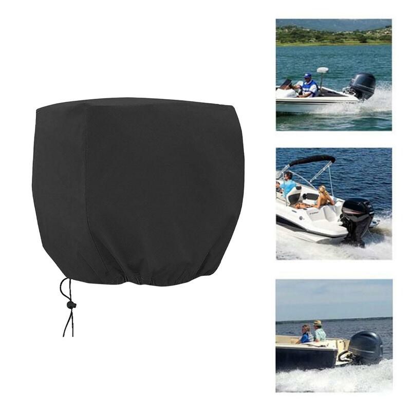 Outboard Motor Cover, Boat Engine Hood Cover, 420D Oxford Fabric Black Outboard Motor Protective Cover, Engine Half Cover