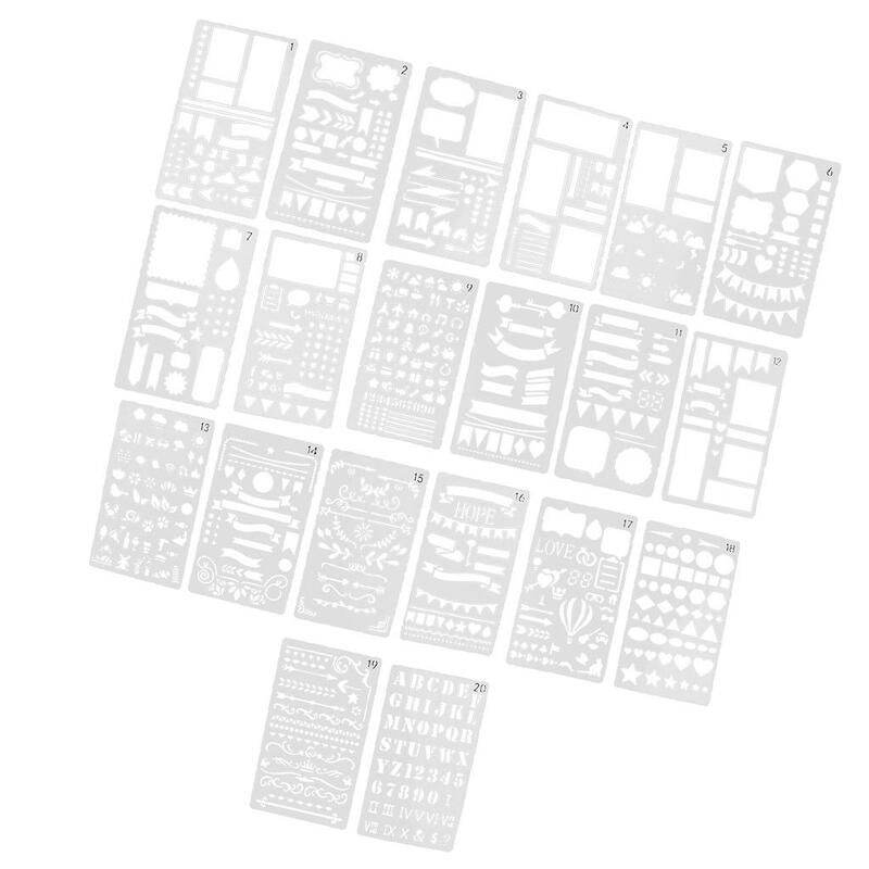 20 Schablone Kunststoff Zeichnung schablone Schablonen für DIY Planer Tagebuch