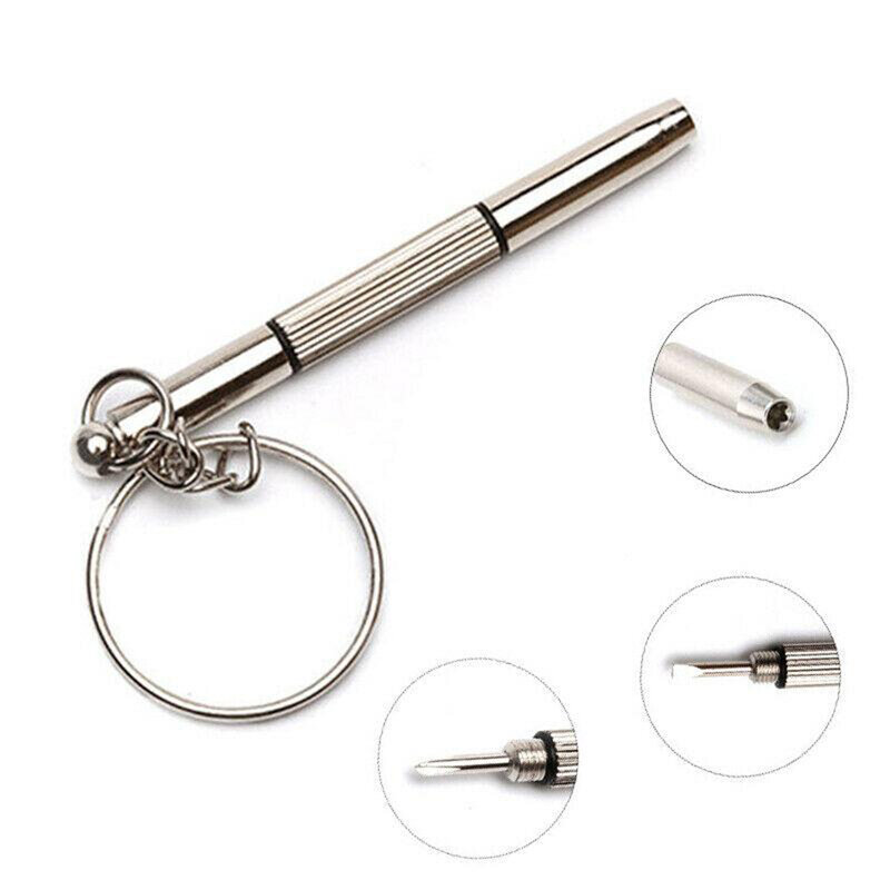 Eyeglass Screwdriver 3in1 Sunglass Watch Repair Kit Keychain Portable Stainless SteeUseful Multi Function Nut Driver Hand Tool