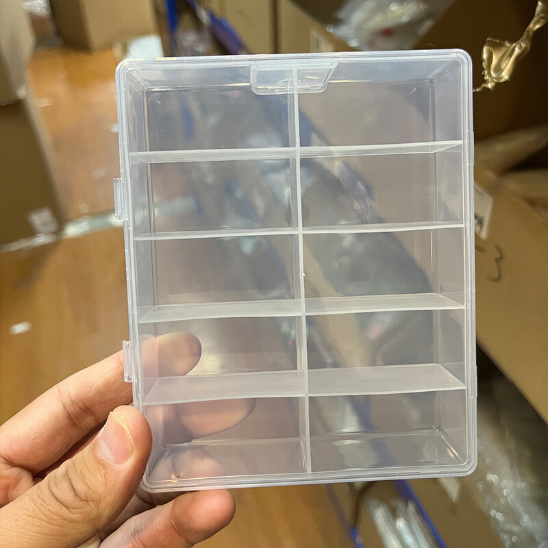 10 сеток прозрачная пустая коробка для хранения ногтей пластиковая коробка для ювелирных изделий Бусы из драгоценных камней Стразы ложные советы для дизайна ногтей Коробка Чехол Органайзер