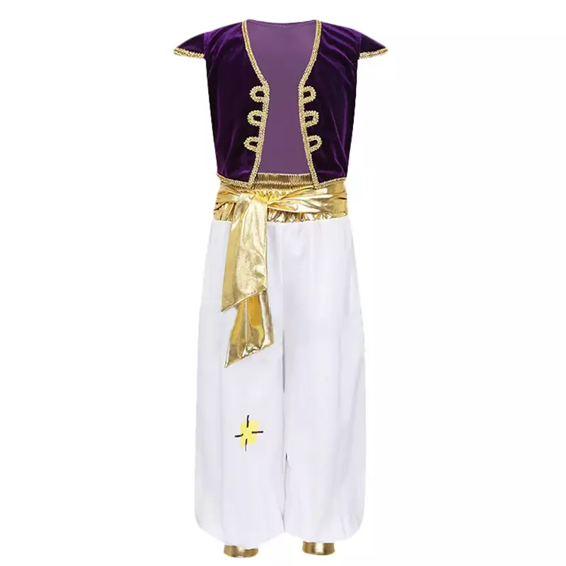 Aladdin Costumes Kids Boys Arabian Prince Aladdin Cosplay Costume Vest Pants Set for Children Halloween Party Clothes