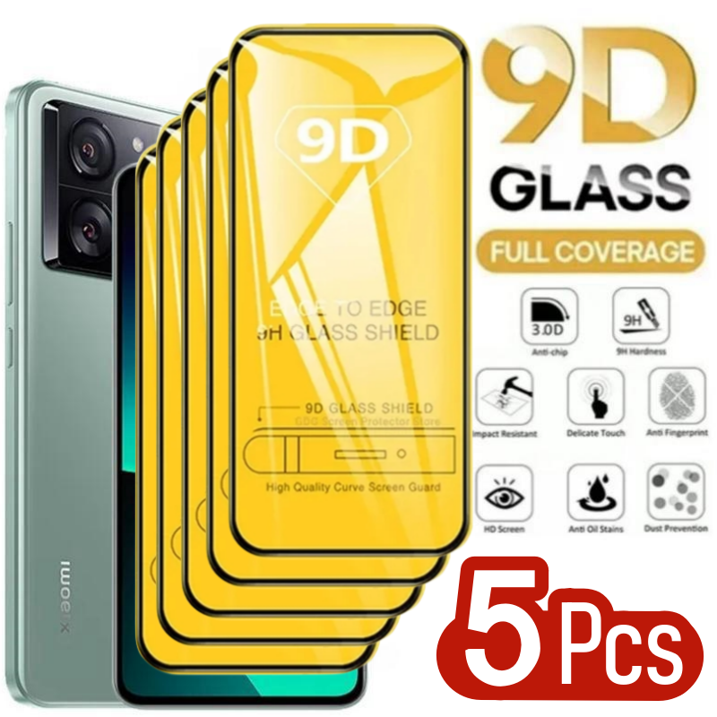 5pcs Tempered Glass for Xiaomi 13T Redmi Note 12 11 10 9 8 7 S 10 T Pro Screen Protector for Mi Poco X5 X4 X3 F5 M5 F4 F3 Pro GT