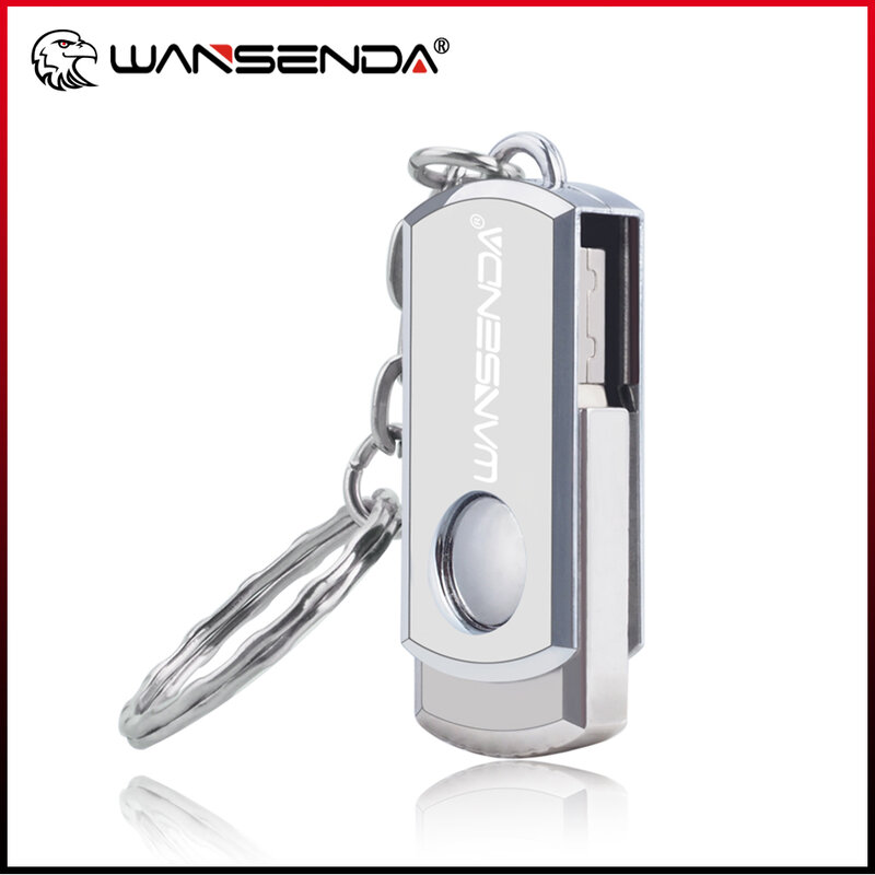 Wansenda Metal USB Flash Drive USB 2.0 Key Chain Pen Drive 128GB 64GB 32GB 16GB stainless steel usb stick Memory Stick Pendrive
