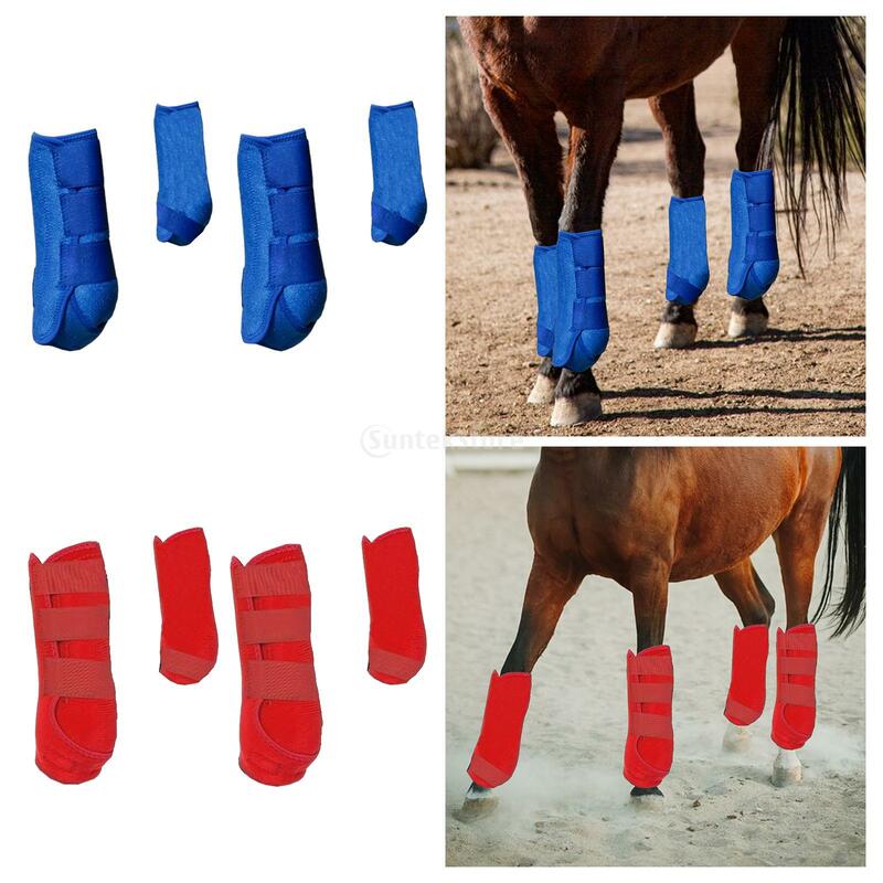 Botas de caballo con soporte ajustable, protección profesional de piernas para saltar, accesorios ecuestres de entrenamiento, 4 unidades