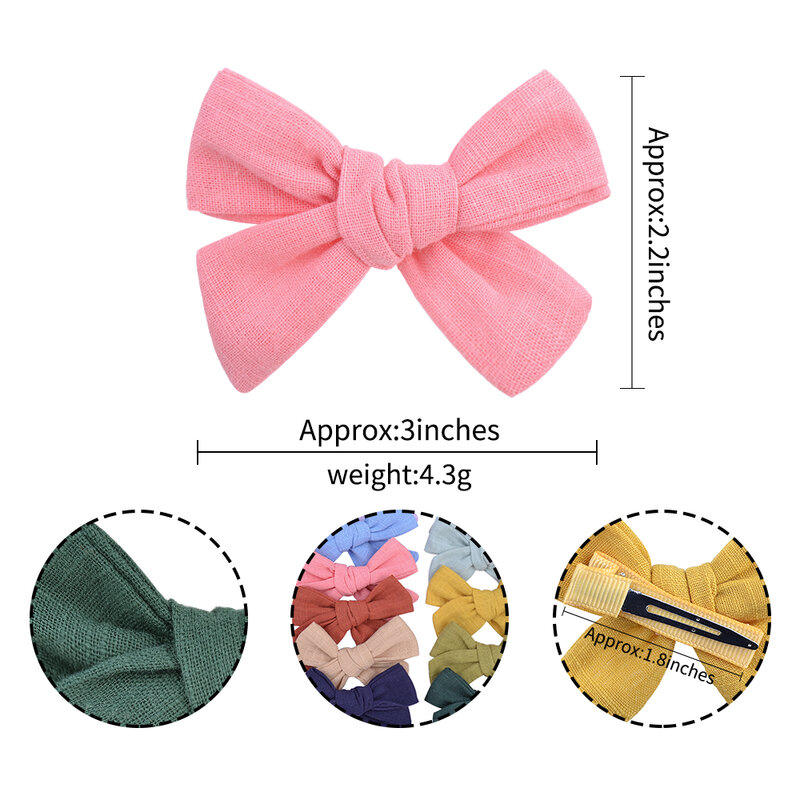 2Pcs/set Solid Cotton Hair Bows Hair Clips For Baby Girls Boutique Hairpins Barrettes Headwear Kids Hair Acesssories