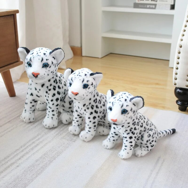 Juguete de peluche de leopardo de nieve, simulación de leopardo de nieve, León suave, guepardo, lindo bebé de peluche