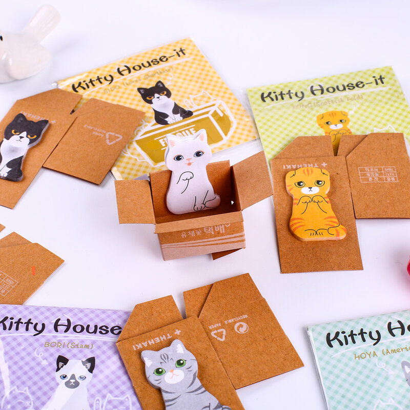 25 Sheets In Box 3D Korean Cute Lovely Kawaii Black Cat Sticky Notes Memo Pads Post Notepads Aesthetic Stationery Index Bookmark