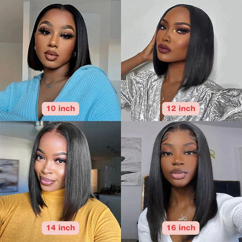 Glueless Straight Bob Wig Lace Front Human Hair Wigs For Women Pre Plucked Short Bob Ready To Wear HD Transparent Deep Lace Wig