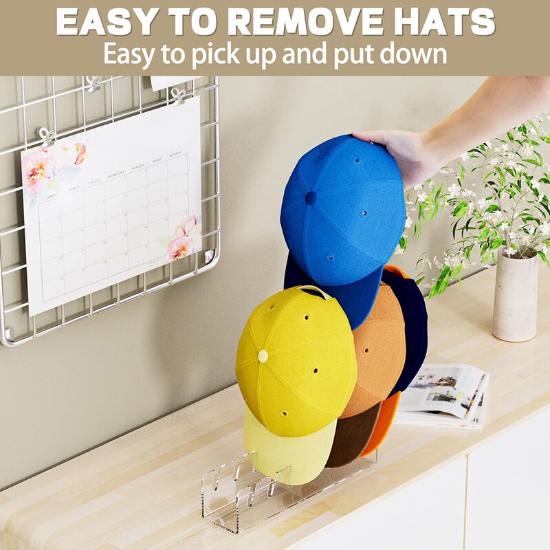 Hat Stand for Baseball Caps Acrylic Baseball Caps Display Organizer Baseball Hat Storage Organizer for Bedroom Closet Dresser