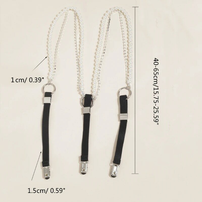 L5YA 3 Clip su Bretelle per Camicia Ragazze Donna Bretelle Supporto Pantaloni Regolabili Elastici Britannici Accessori