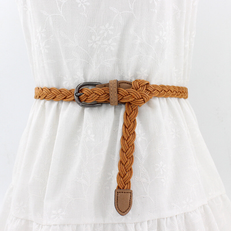 Cintura intrecciata in corda di cera intrecciata da donna cintura decorativa con gonna Vintage cintura sottile da donna con catena in vita di moda