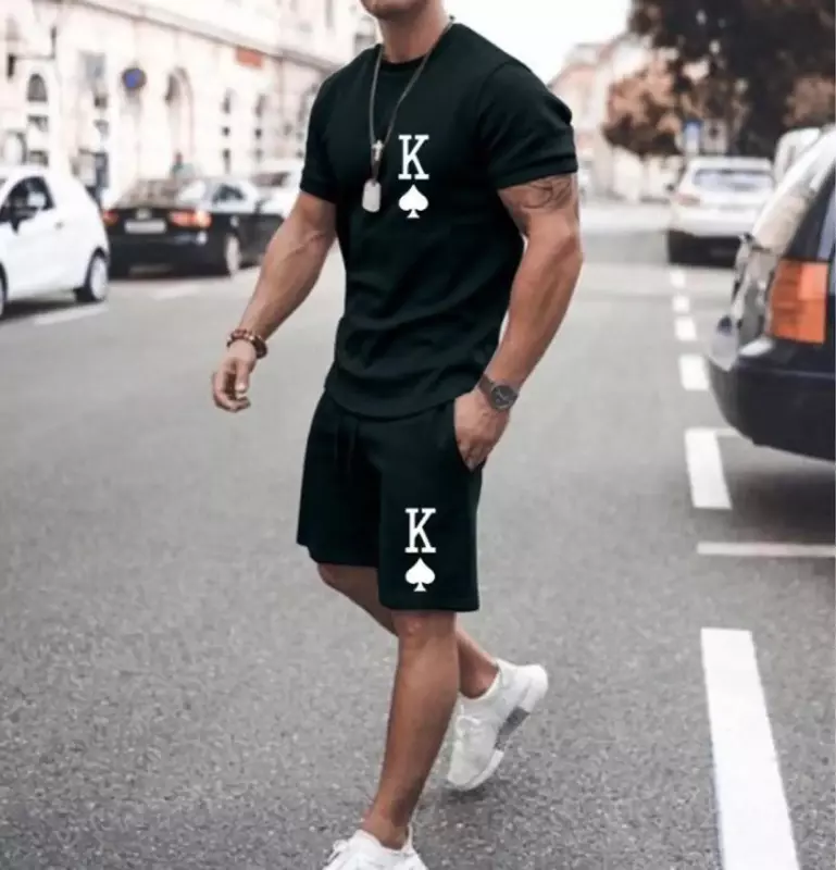 2024conjunto de camiseta de manga corta con estampado 3d de spaten könig para hombre, pantalones cortos deportivos, trajes de 2 p