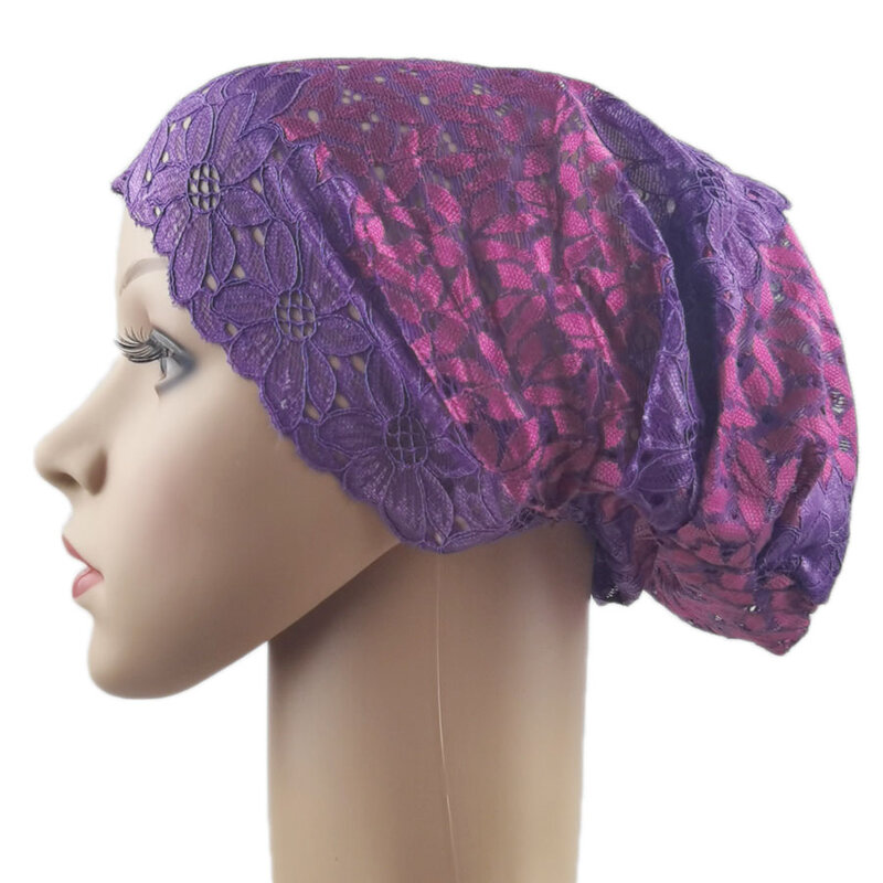 Pizzo Underscarf Hijab cappello interno donne musulmane Ninja Cap Bone Bonnet Tube turbante islamico foulard berretto Ramadan sotto sciarpa arabo