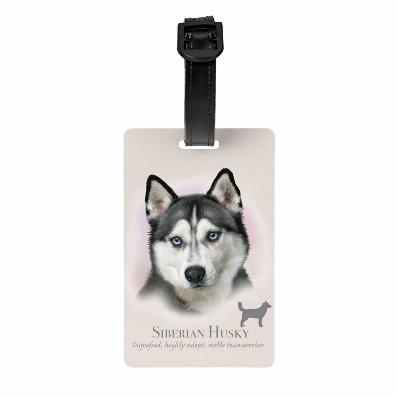 Etiqueta de equipaje Husky Siberiano personalizada, bolsa de viaje para perro, Maleta, cubierta de privacidad, etiqueta de identificación