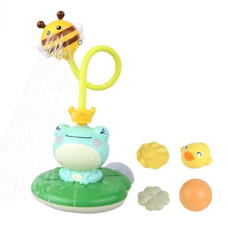 Mainan Mandi Balita Mainan semprotan air bayi, mainan kepala pancuran katak hijau dengan Sprinkler untuk kamar mandi