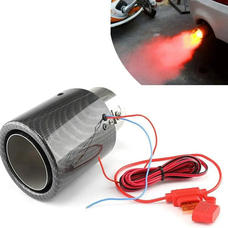Luminous Led Exhaust Muffler With Led Colorful Lights Easy Installation Carbon Fiber Car Tail Pipe Light