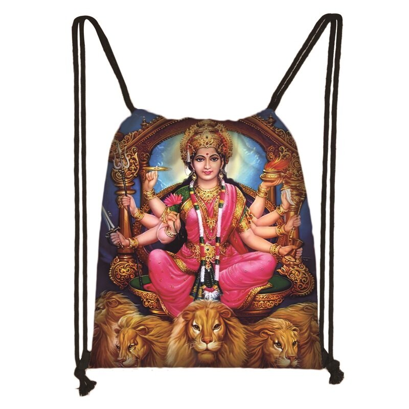 Deuses indianos Vishnu Brahma e Shiva Drawstring Bag para mulheres, Radha, Krishna, Krishna, Ganoha, Ganapati, mochila, sapatos titular, presente de viagem