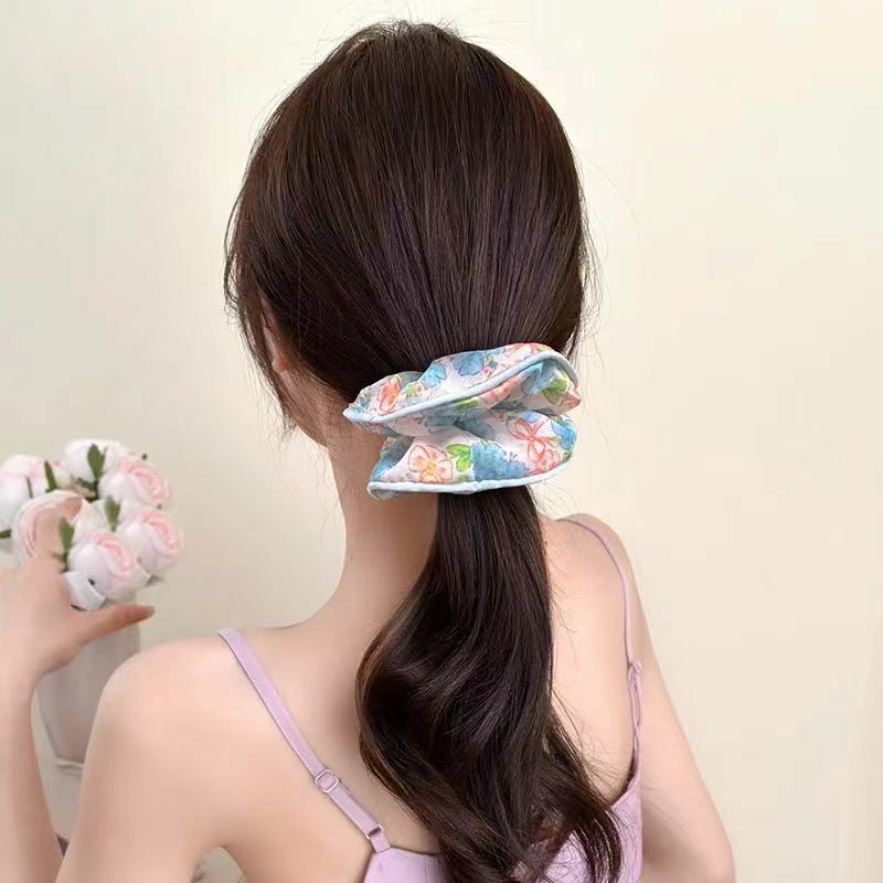 Temperamento coreano Scrunchies florais para mulheres, acessórios para cabelo, faixa de cabelo simples, rabo de cavalo, bandas de borracha para meninas