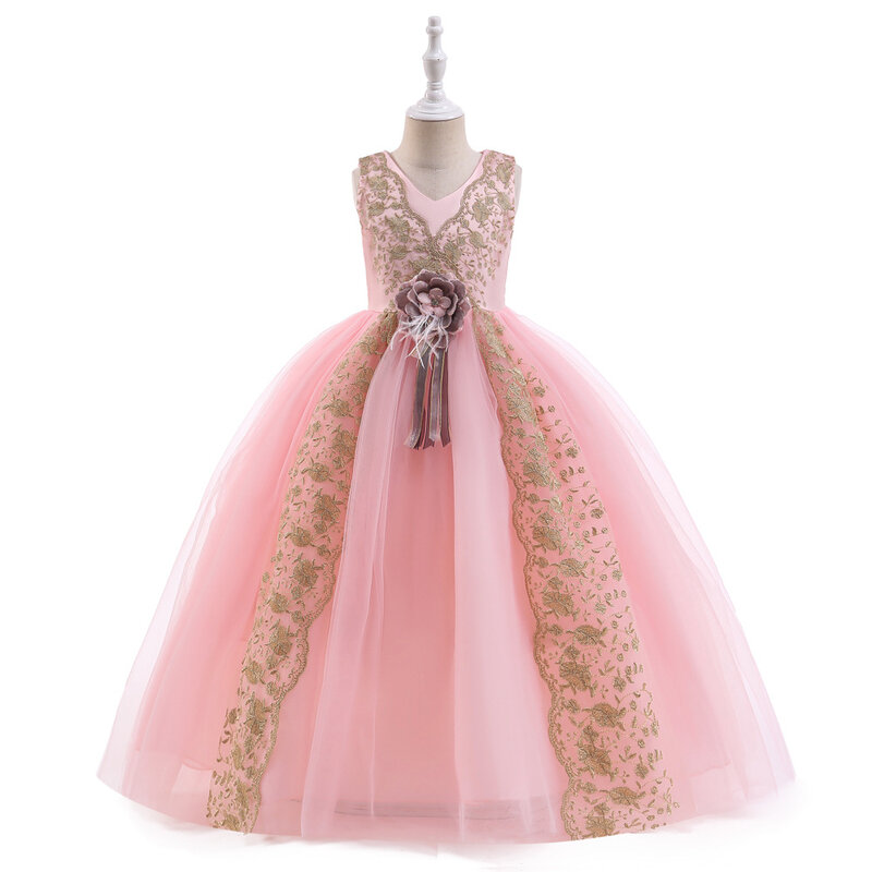 فستان الأميرة بلا أكمام للبنات ، زي المنصة النموذجي