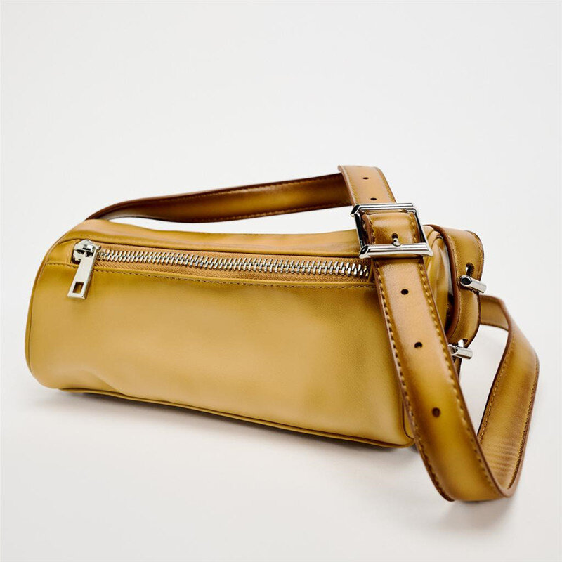 Vintage PU Leather Shoulder Bag Barrel-shaped Women Designer Handbag High Quality Crossbody Bags for Woman Small Phone Purses