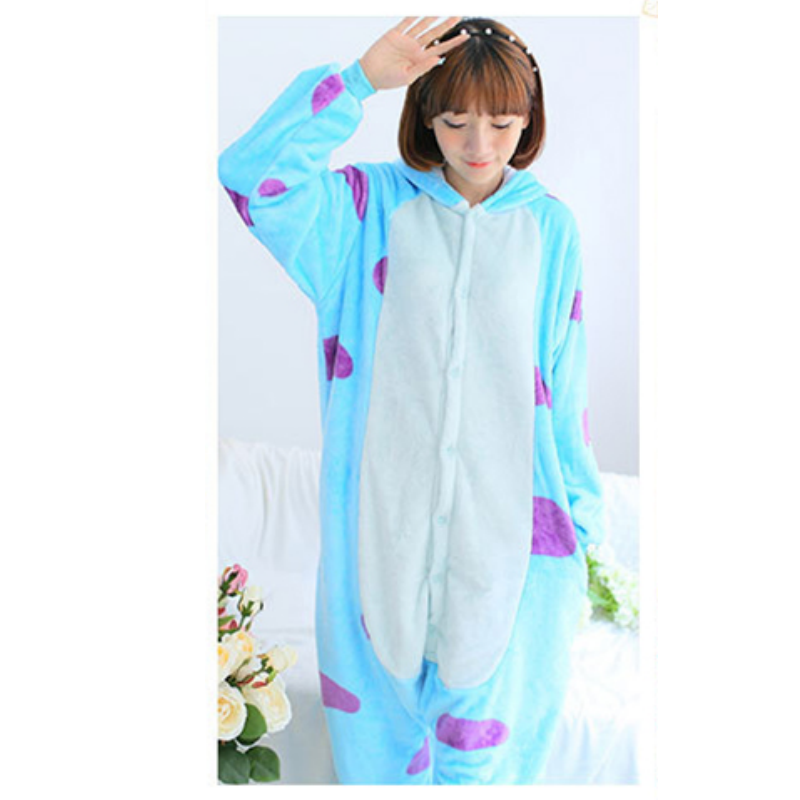 Pijama de franela de vaca azul para adultos, mono de Cosplay Unisex, ropa de casa suelta de dibujos animados de animales, Onesies con capucha, camisón de invierno