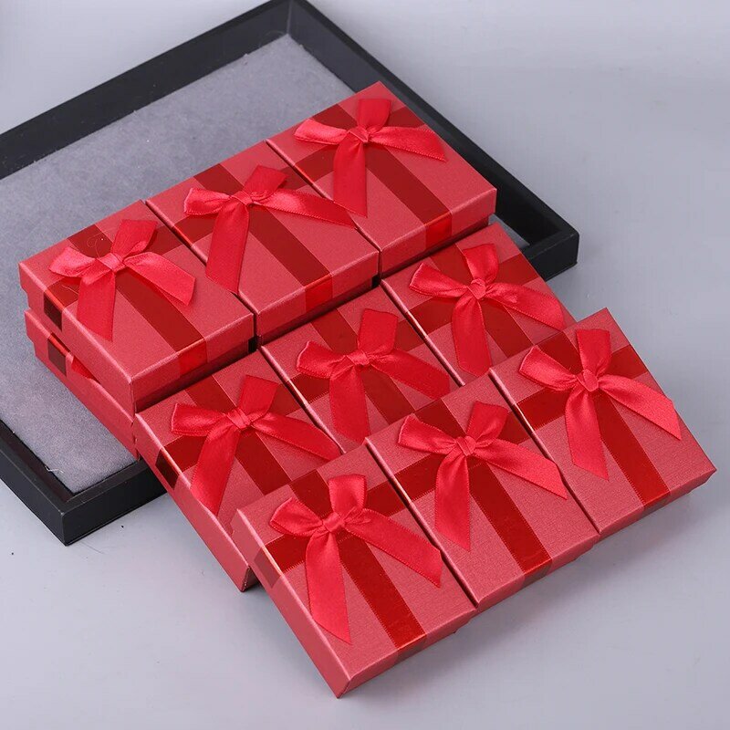 도매 12 개/묶음 상자 주문 보석 포장 상자 반짝이는 분홍색 골판지 보석 상자 귀걸이 반지 목걸이 선물 결혼식 상자