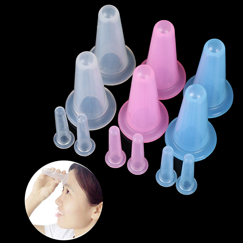 4x Silicone vacuum cupping cans for face neck massage anti cellulite suction cup