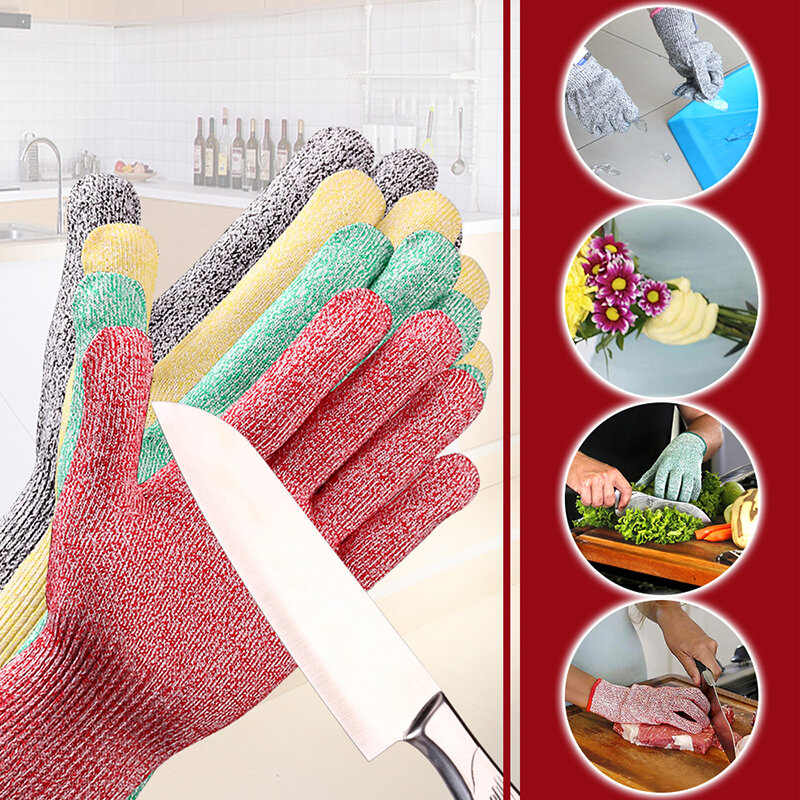 GMG-guantes anticorte de pesca, antideslizantes, HPPE EN388 ANSI, Nivel 5, de trabajo de seguridad, resistentes a cortes para cocina y jardín