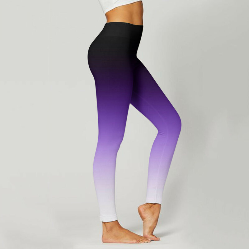 Celana Yoga atletik modis legging kasual bokong pengangkat pinggang tinggi wanita celana ketat cetak warna gradien
