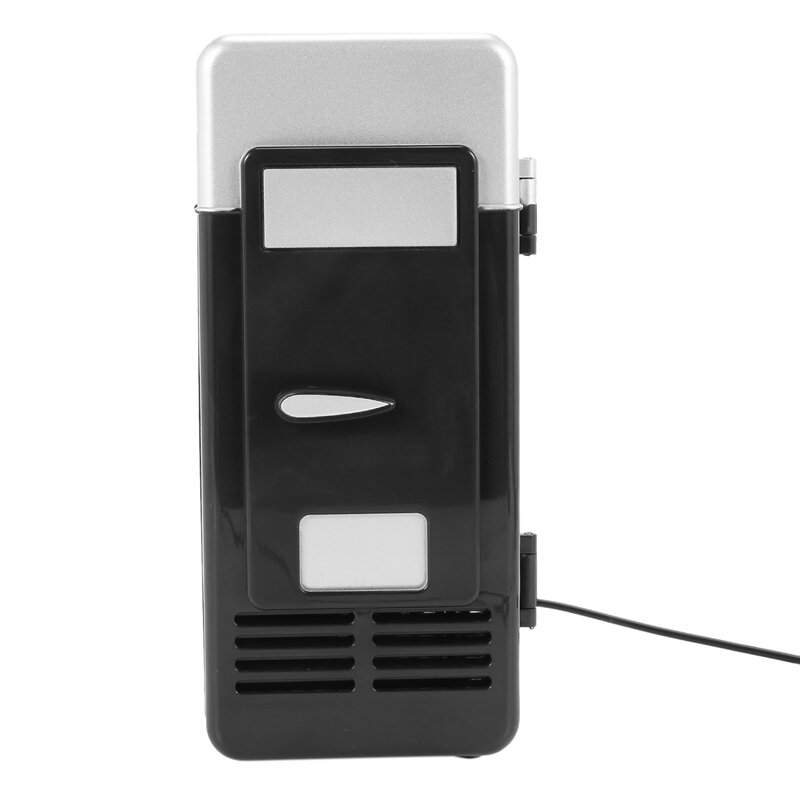 2X Mini lodówka USB z zimnym upustem zamrażarka USB Mini lodówka mały przenośny mikrolodówka do napojów gazowanych do samochodu czarny