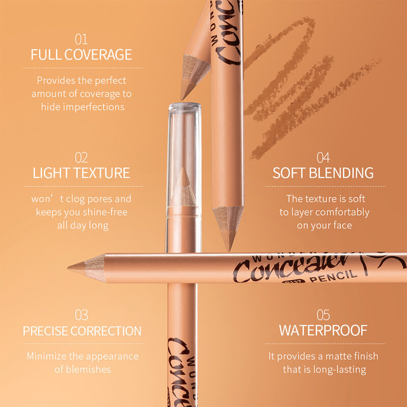 Double Ended Eyebrow Pen Easy To Color 3D Concealer Pencil Cover Dark Circles Spot Acne Eyeliner Pencil Wooden Contour Cosmetic